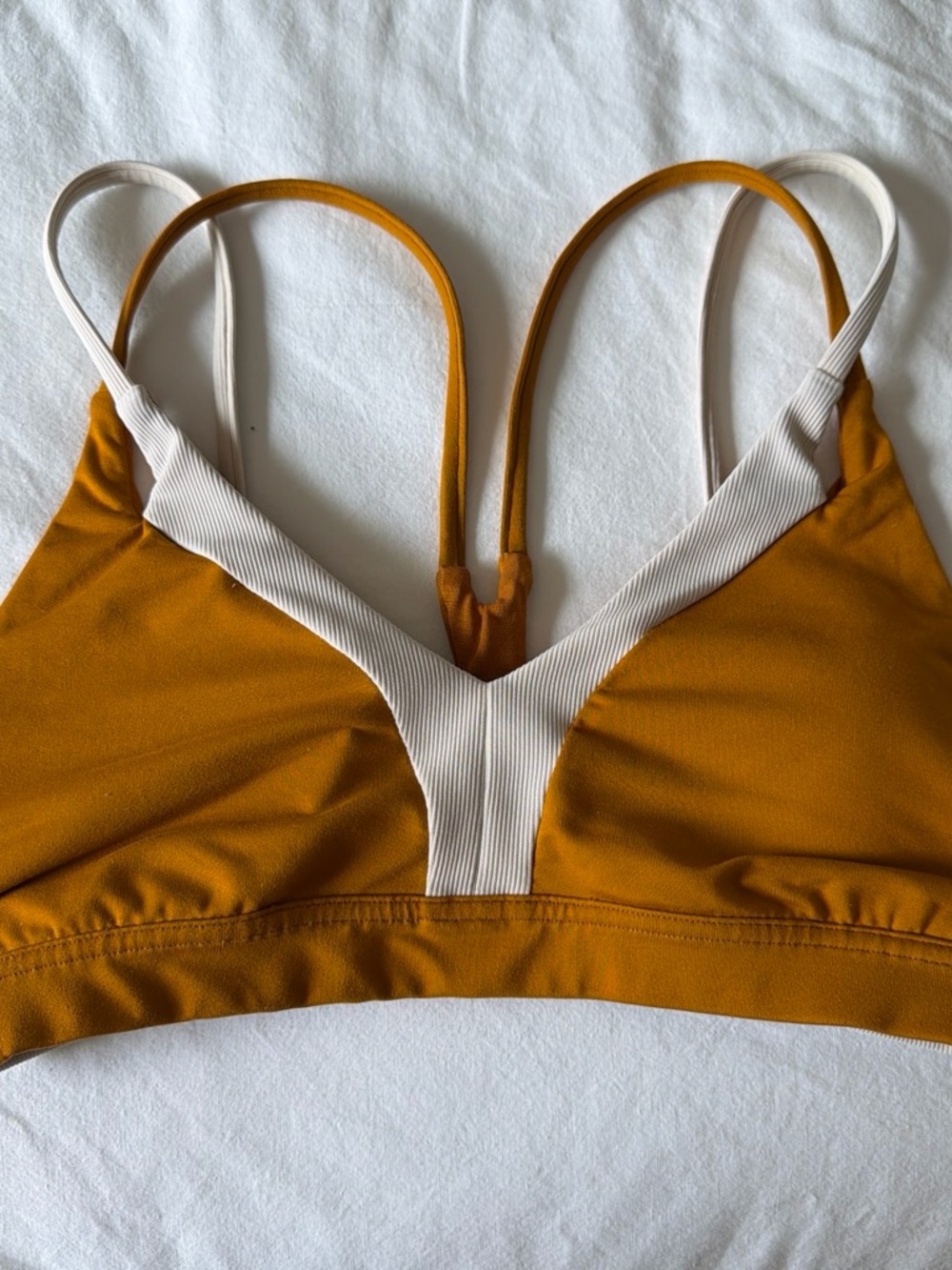 Women's lululemon yellow and cream sports bra- size 6